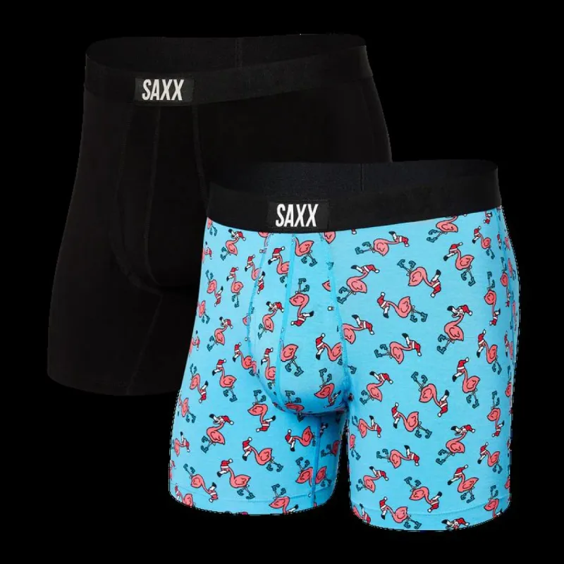 Saxx Ultra Super Soft Boxer Brief Fly 2 Pack - Fa-La-Mingo/Black sold by Boutique with Grace