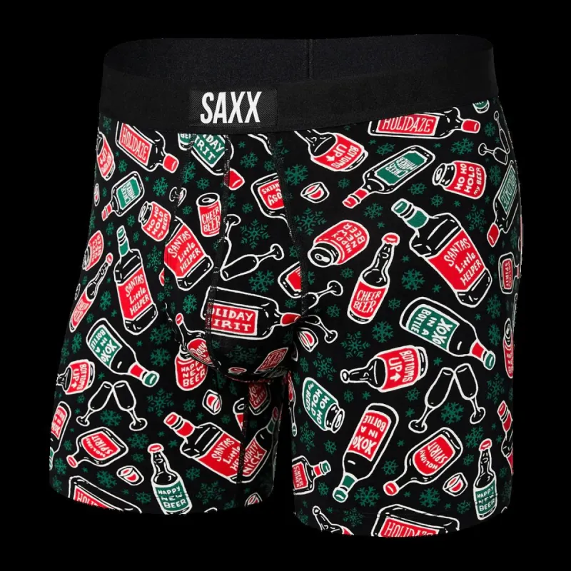 Saxx Ultra Super Soft Boxer Brief Fly - Holiday Spirits Black sold by Boutique with Grace