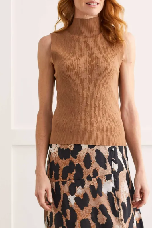 Tribal Sleeveless Mock Neck Top - Cinnamon sold by Boutique with Grace