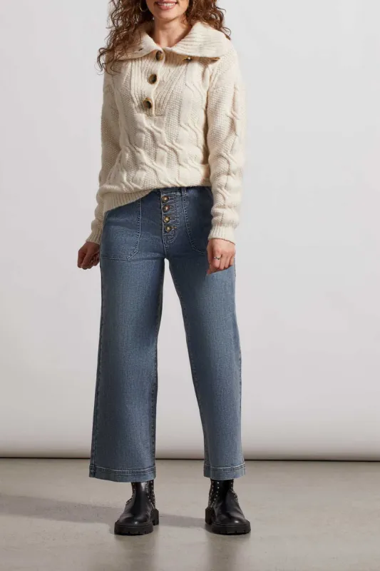 Tribal Brooke Button Fly Wide Leg Crop - True Vintage sold by Boutique with Grace