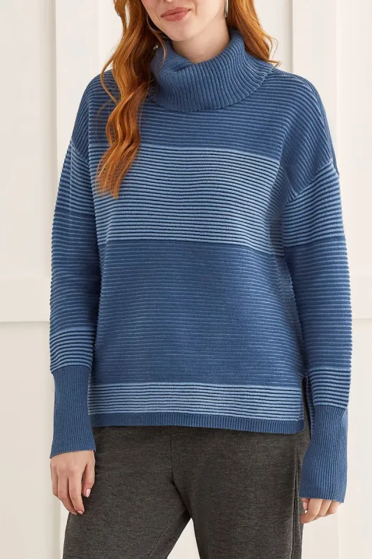 Tribal Turtleneck with Side Slits - Blue Sky sold by Boutique with Grace