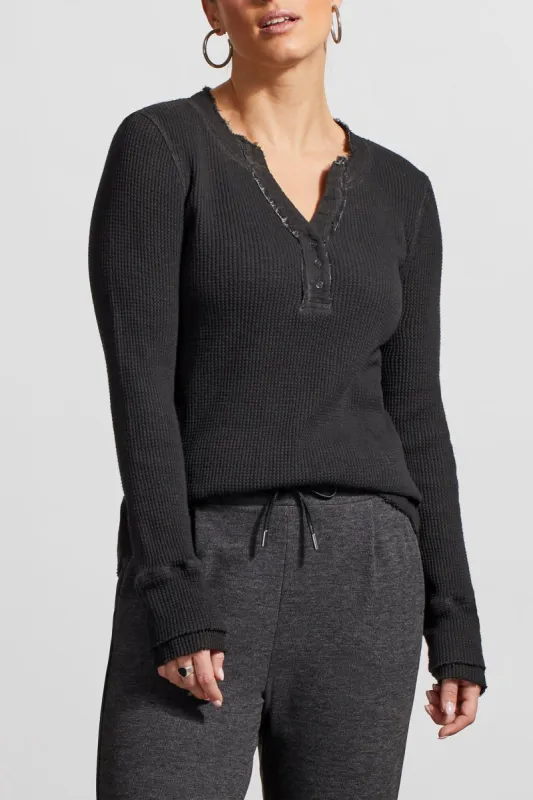 Tribal Sammy V-Neck Henley - Black sold by Boutique with Grace