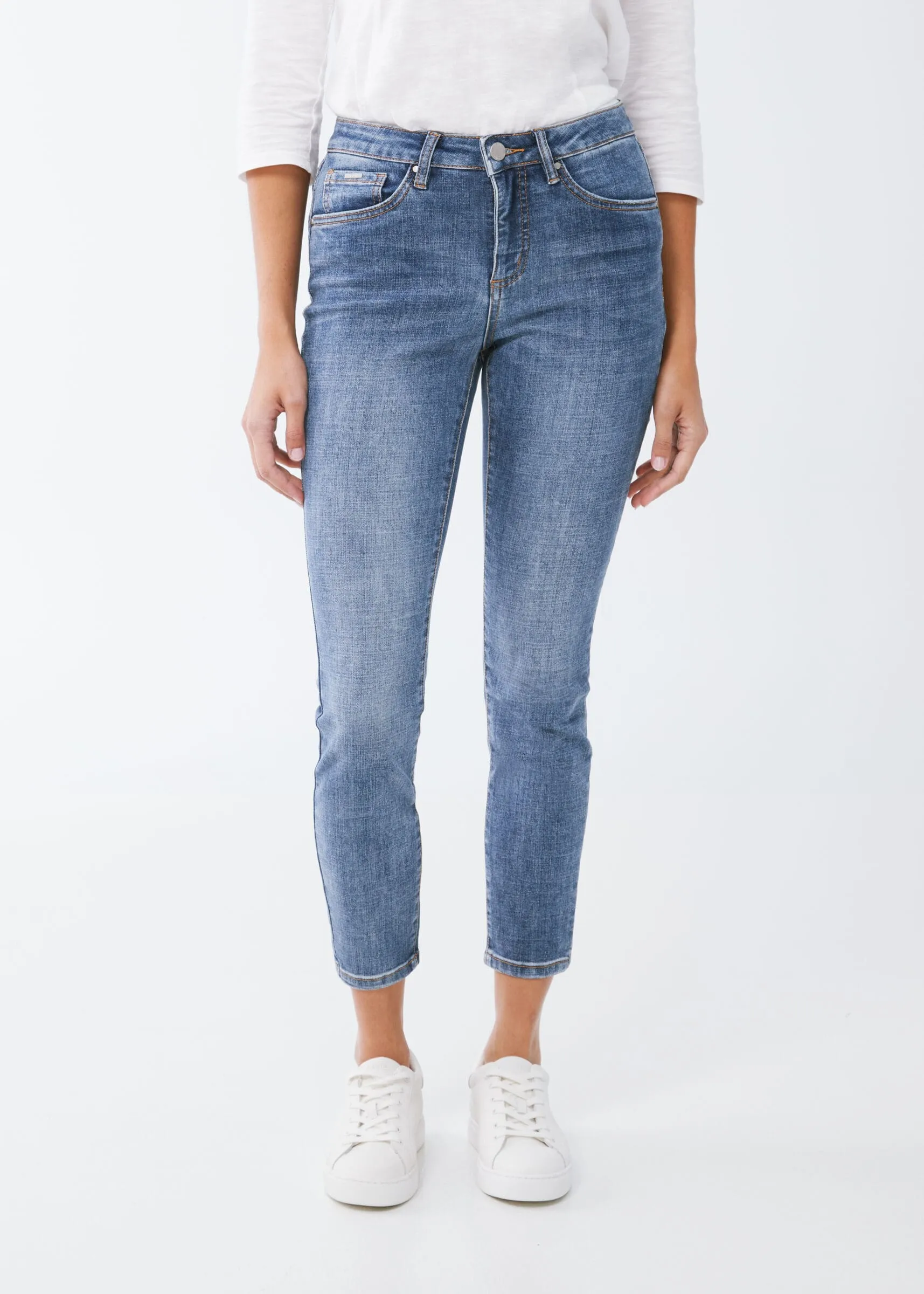 FDJ Crosshatch Olivia Slim Ankle - Medium Wash sold by Boutique with Grace