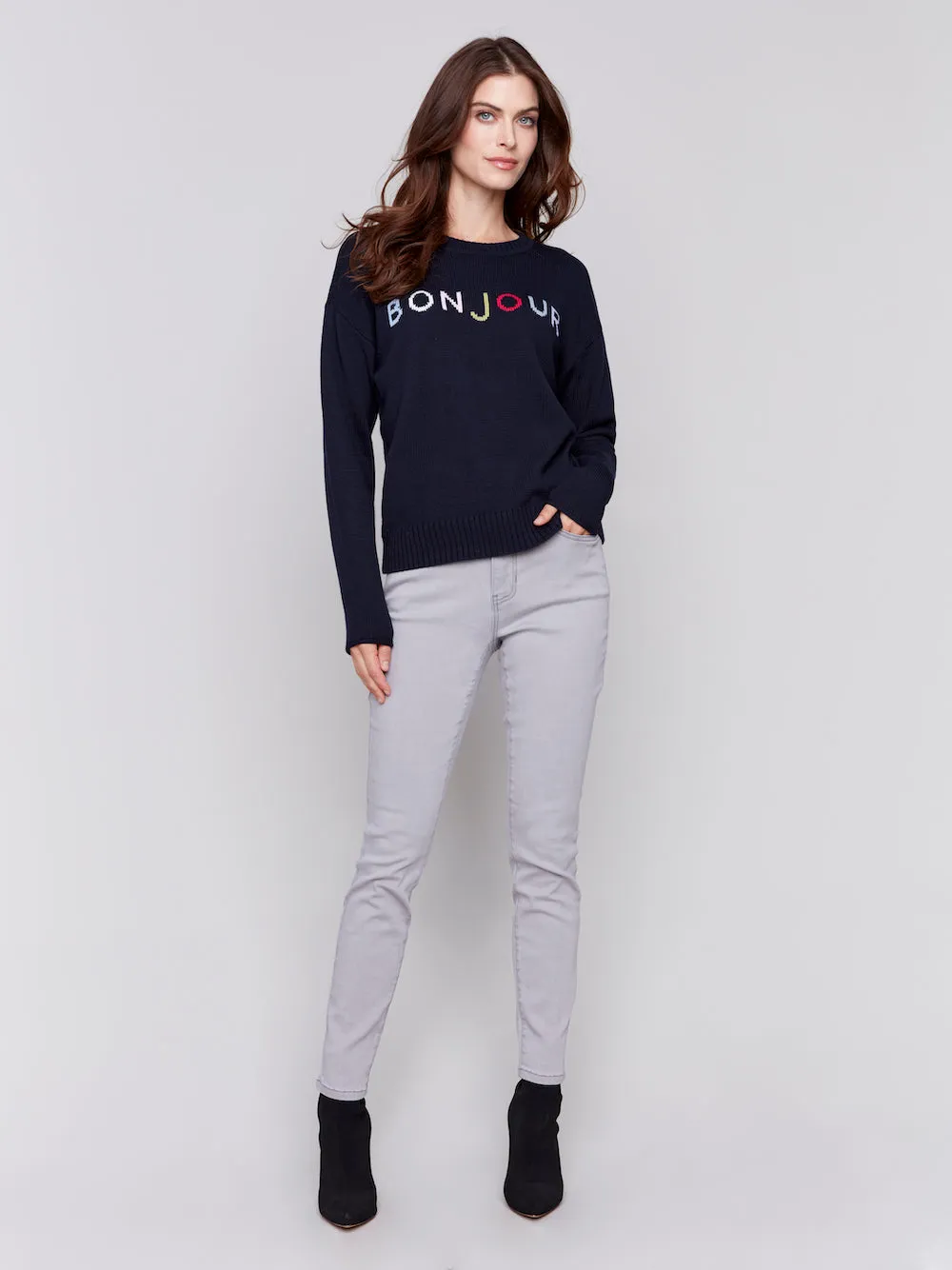 Charlie B Bonjour Sweater - Navy sold by Boutique with Grace product image thumbnail 3