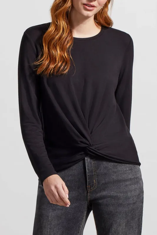 Tribal Faux Knot Crew Neck - Black made by Tribal