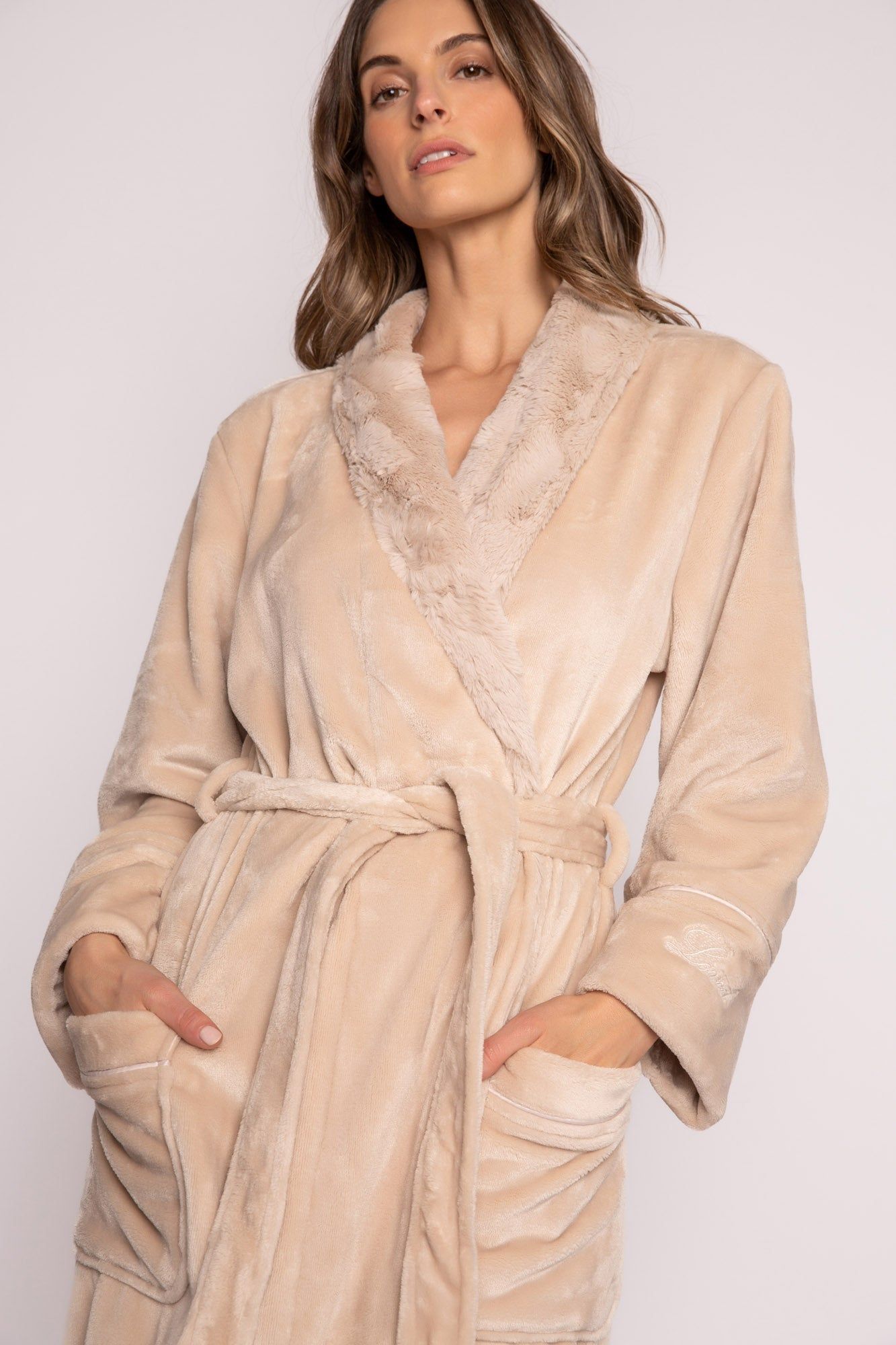 PJ Salvage Luxe Plush Robe - Champagne sold by Boutique with Grace