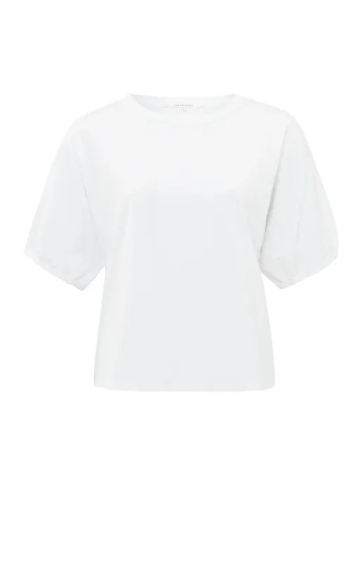 Yaya Elastic Puff Sleeve Tee - Pure White sold by Boutique with Grace