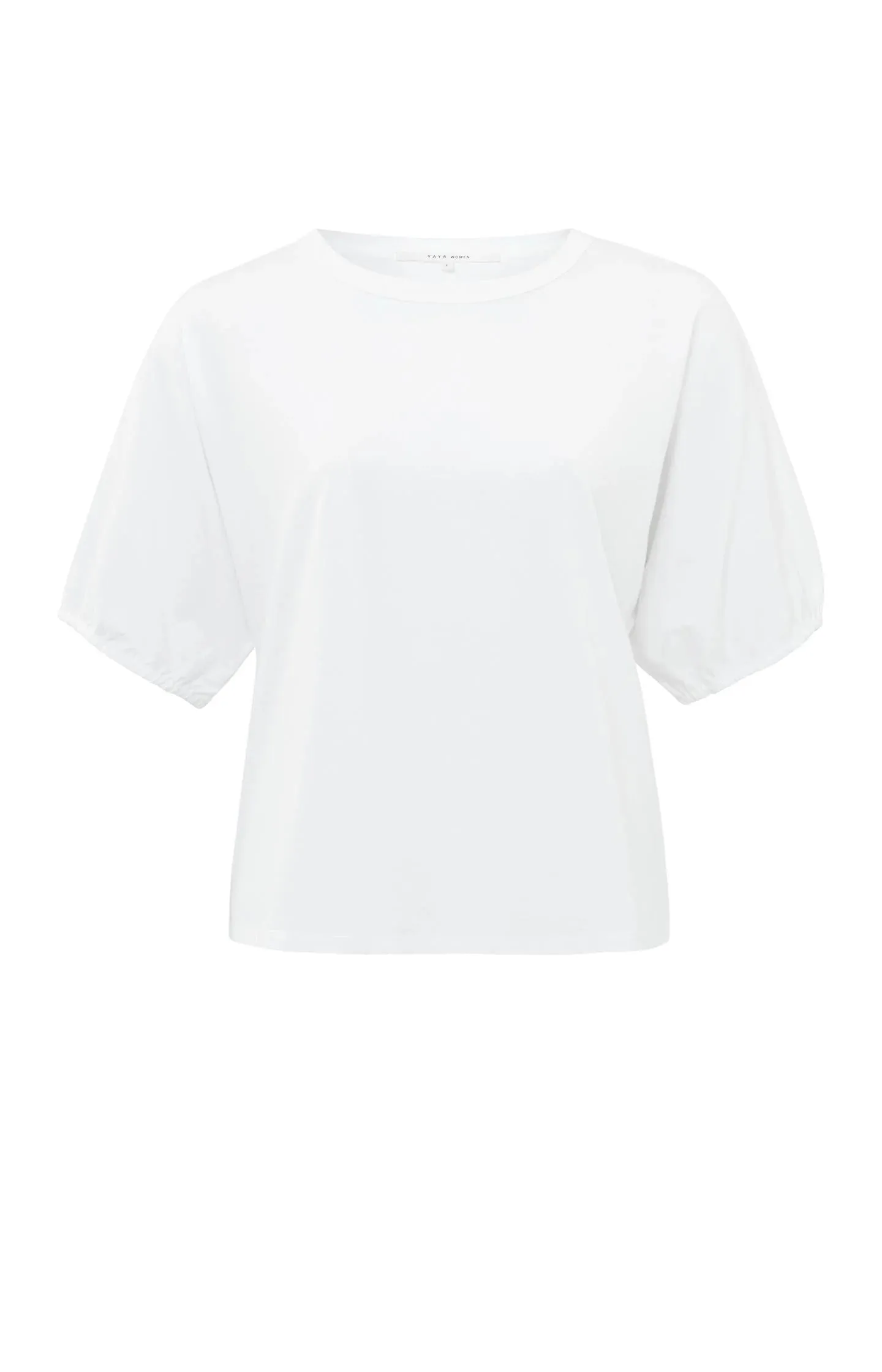 Yaya Elastic Puff Sleeve Tee - Pure White sold by Boutique with Grace