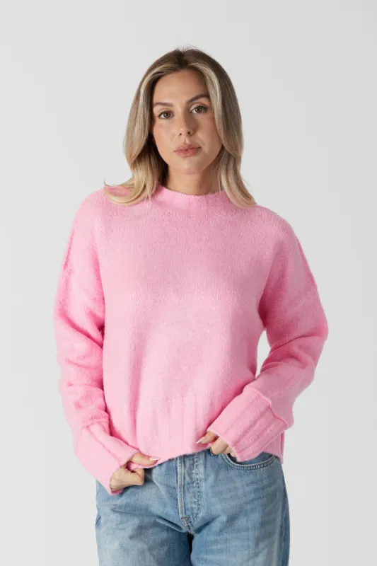 Lyla & Luxe Timmy Short Crewneck Sweater - Pink sold by Boutique with Grace