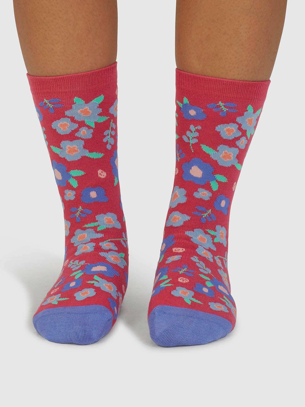 Thought Mapel Floral Socks - Radish Pink sold by Boutique with Grace product image thumbnail 2