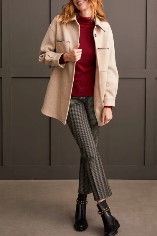 Tribal Paloma Blanket Stitch Coat - Tan sold by Boutique with Grace