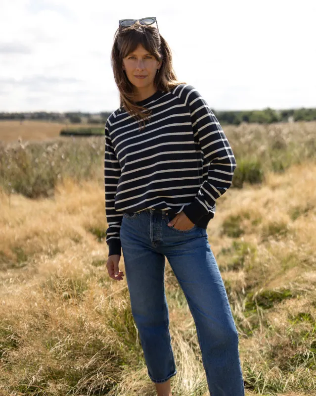 Ivy Nancy Oversized Organic Cotton Sweater - Navy/Ecru sold by Boutique with Grace