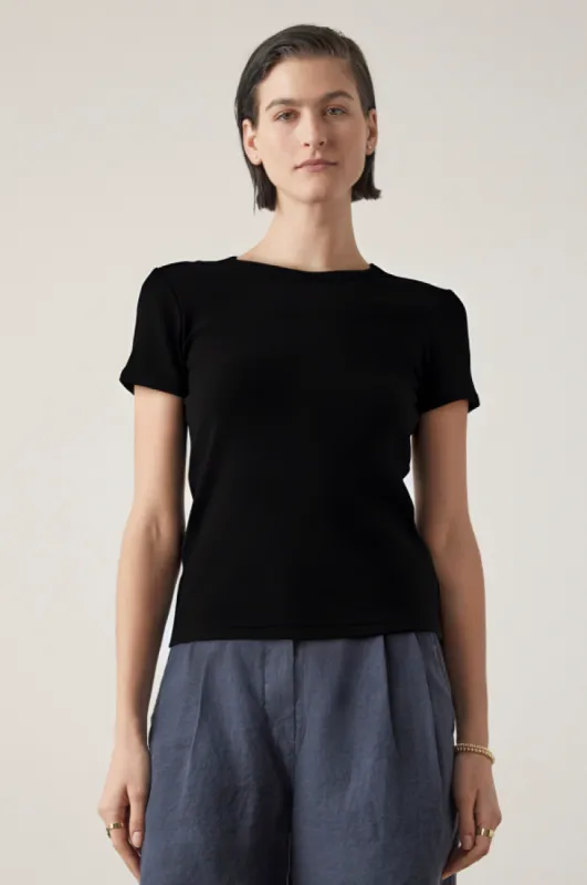 Velvet Bedford Slinky Rib Tee - Black sold by Boutique with Grace
