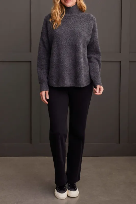 Tribal Madelaine Mock Neck Sweater - Charcoal sold by Boutique with Grace