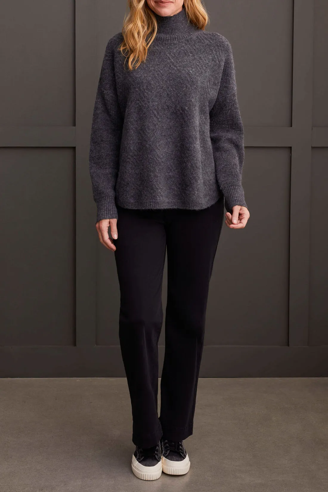 Tribal Madelaine Mock Neck Sweater - Charcoal sold by Boutique with Grace