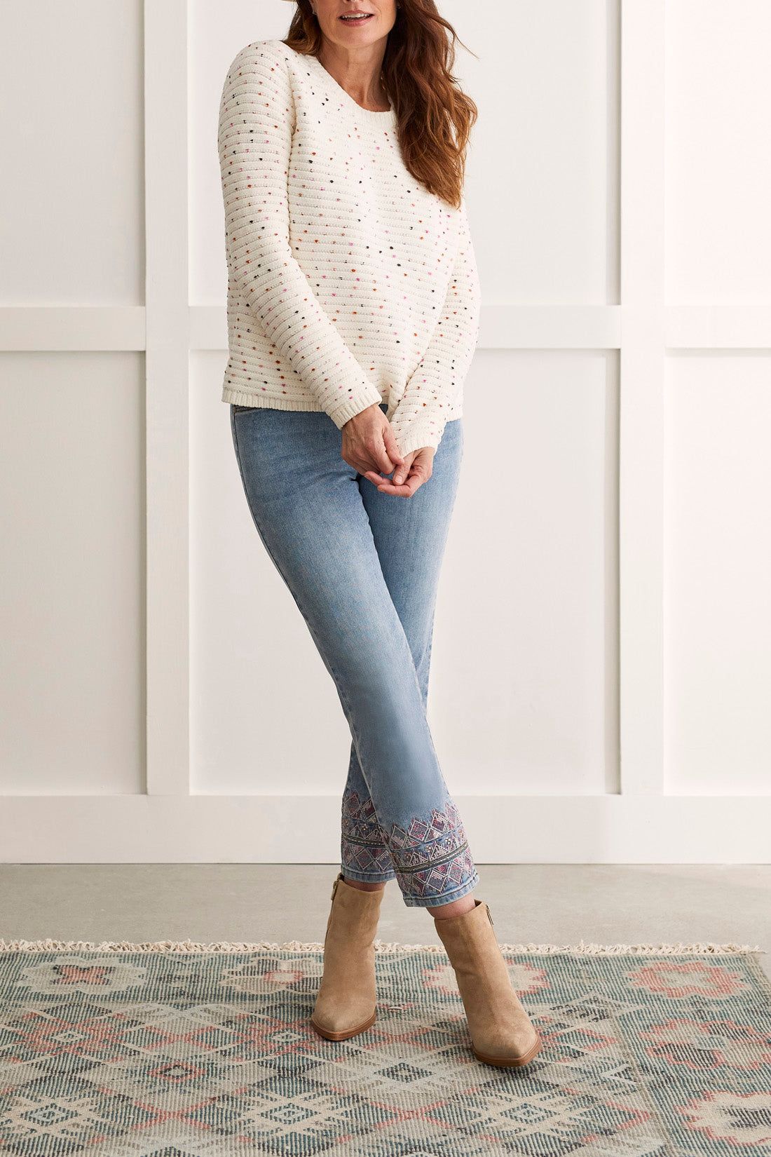Tribal Melissa Crew Sweater - Cream Multi sold by Boutique with Grace