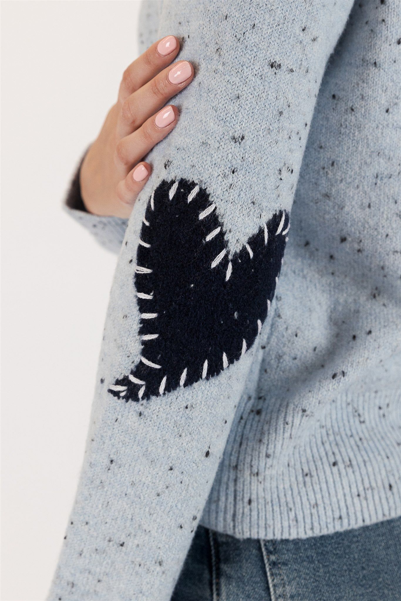 Lyla & Luxe Philippa Heart Patch Sweater - Blue sold by Boutique with Grace product image thumbnail 4