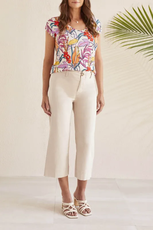 Tribal High Rise Twill Capri - French Oak sold by Boutique with Grace