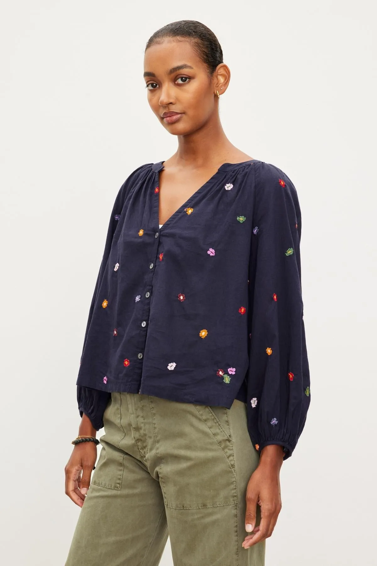 Velvet Aretha Embroidered Blouse - Navy sold by Boutique with Grace product image thumbnail 2