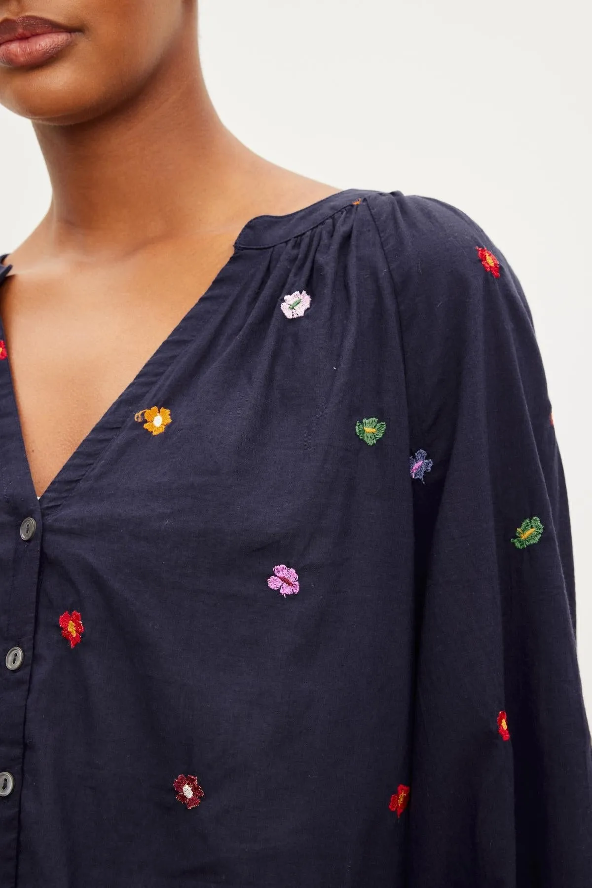 Velvet Aretha Embroidered Blouse - Navy sold by Boutique with Grace product image thumbnail 4