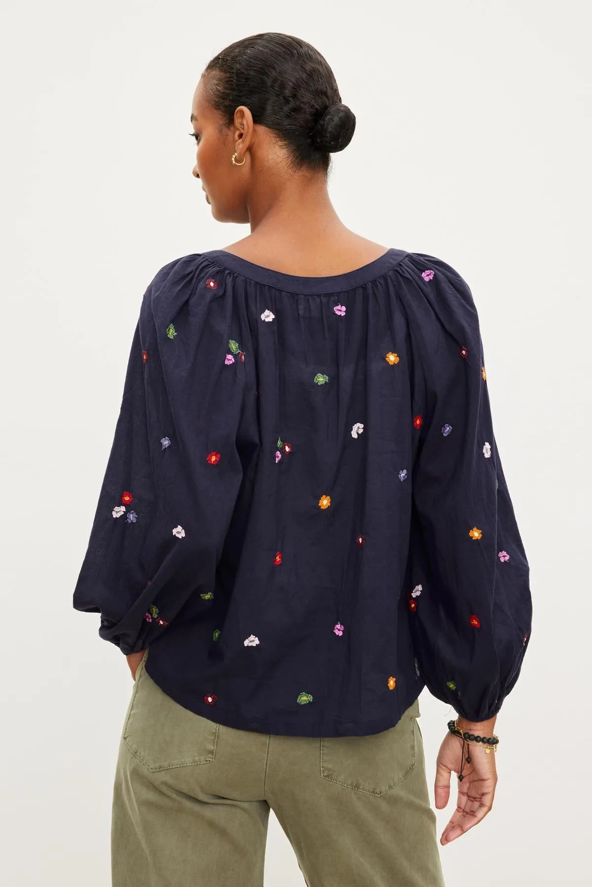 Velvet Aretha Embroidered Blouse - Navy sold by Boutique with Grace product image thumbnail 5