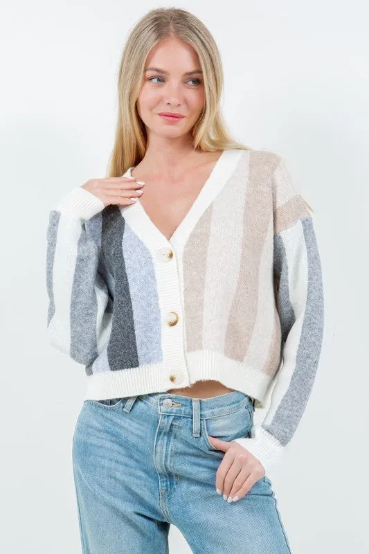 Dreamers Stripe Mix Cardi - Grey sold by Boutique with Grace