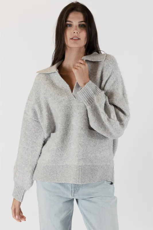 Lyla & Luxe Roo Pullover - Light Grey sold by Boutique with Grace