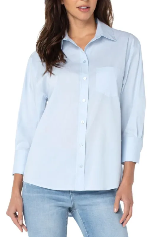 Liverpool Oversized Classic Buttondown - Sky Blue sold by Boutique with Grace