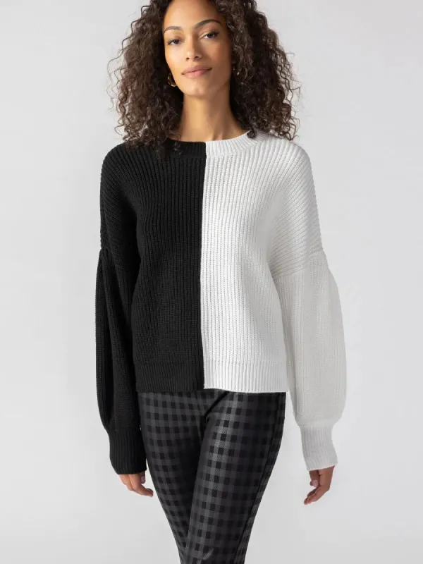 Sanctuary Half & Half Sweater - Black/Winter White sold by Boutique with Grace