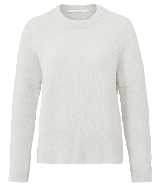 Yaya Boucle Knit Sweater - Light Silver Grey sold by Boutique with Grace