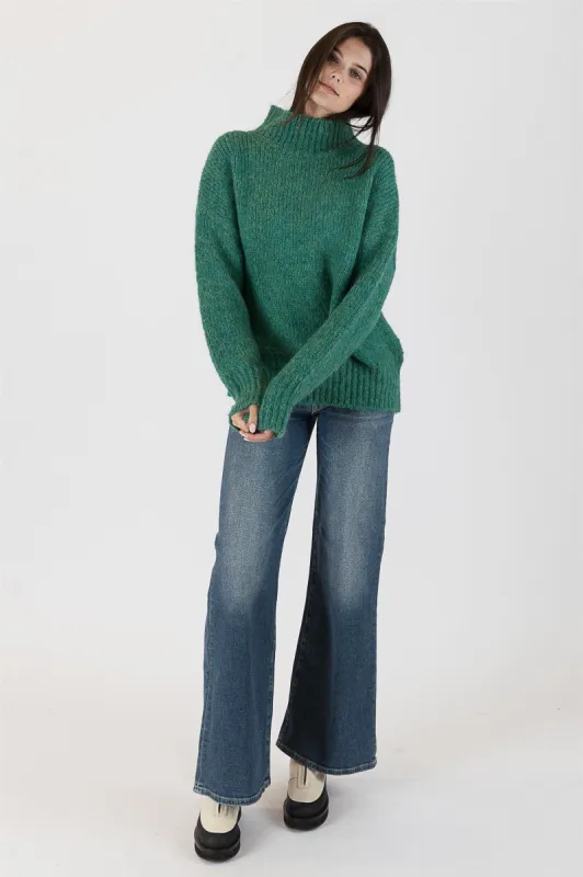 Lyla & Luxe Aggie Mockneck - Emerald Green sold by Boutique with Grace