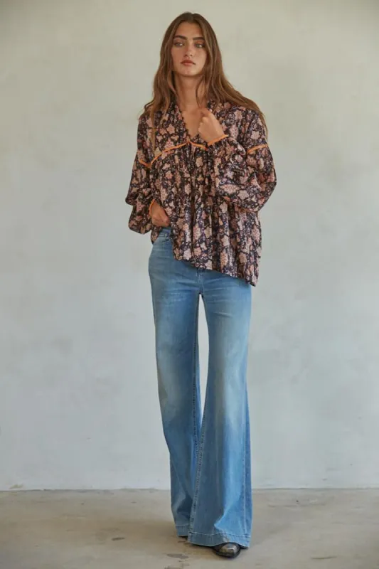 By Together Elowen Floral Top - Black Multi sold by Boutique with Grace