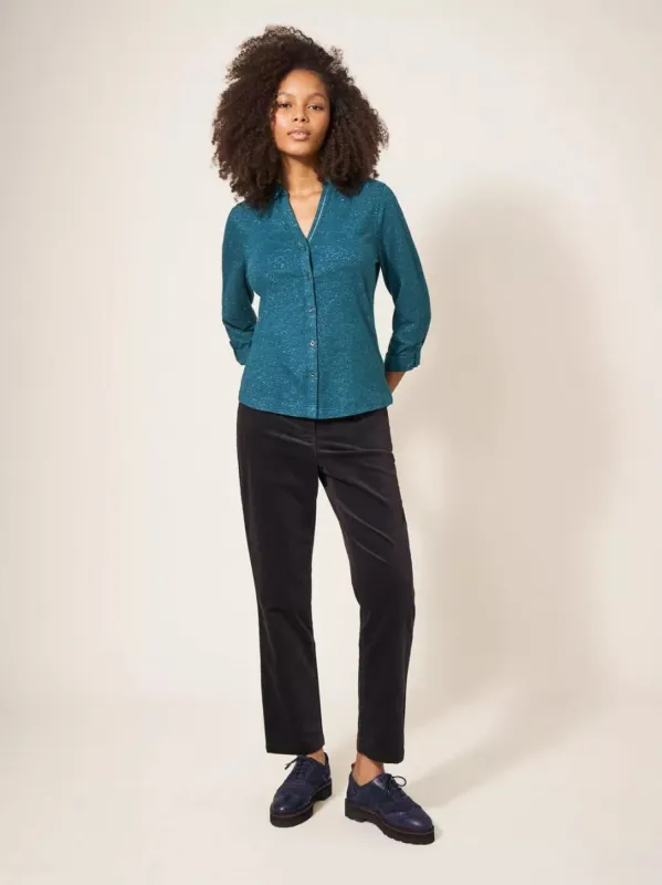 White Stuff Annie Sparkle Jersey Shirt - Dark Teal sold by Boutique with Grace