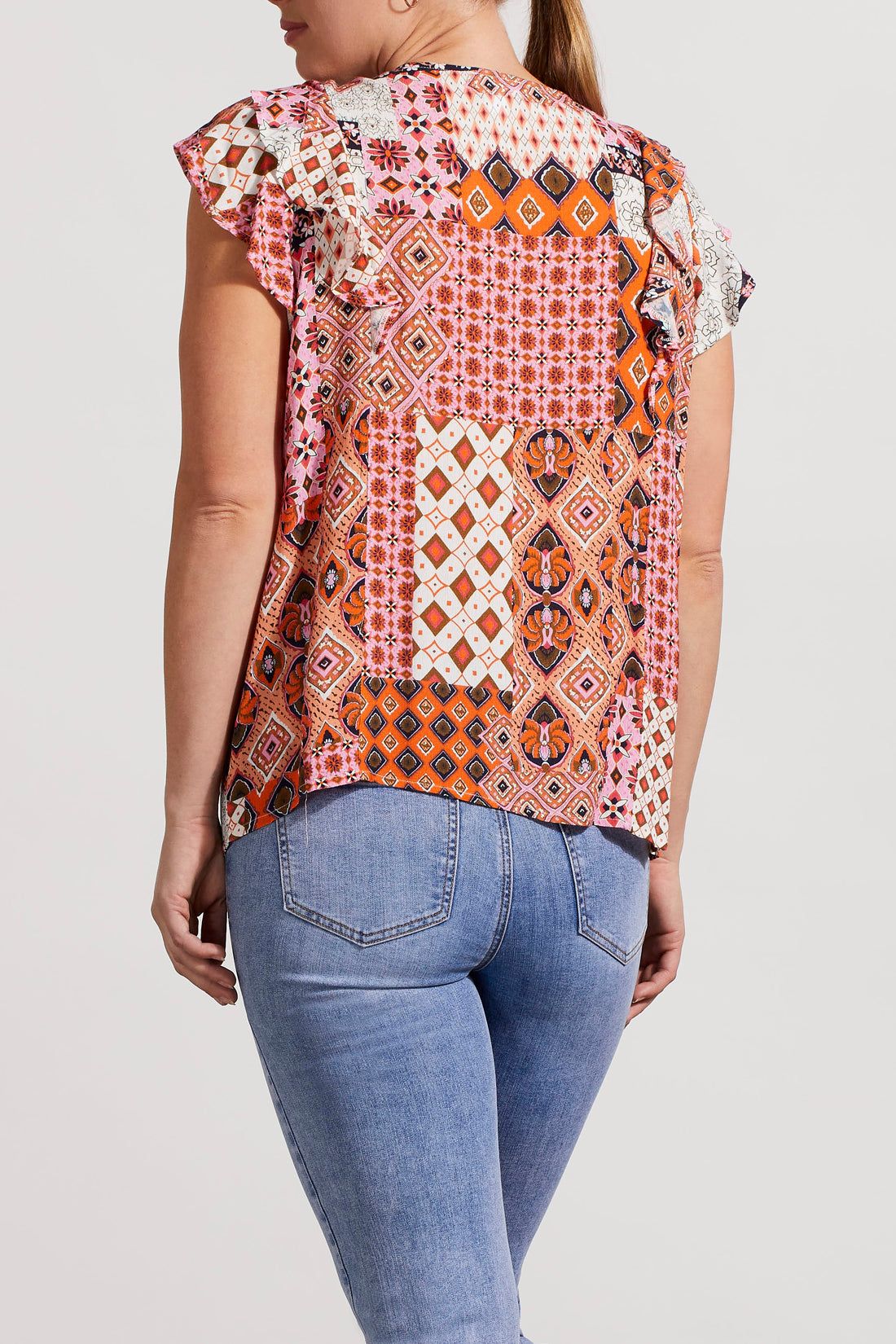 Tribal Frill Sleeve Blouse - Burnt Brandy sold by Boutique with Grace product image thumbnail 4