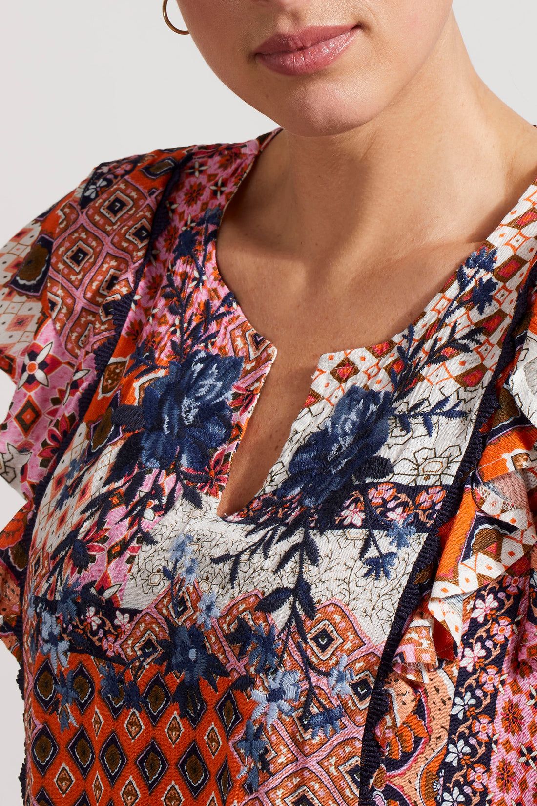 Tribal Frill Sleeve Blouse - Burnt Brandy sold by Boutique with Grace product image thumbnail 2