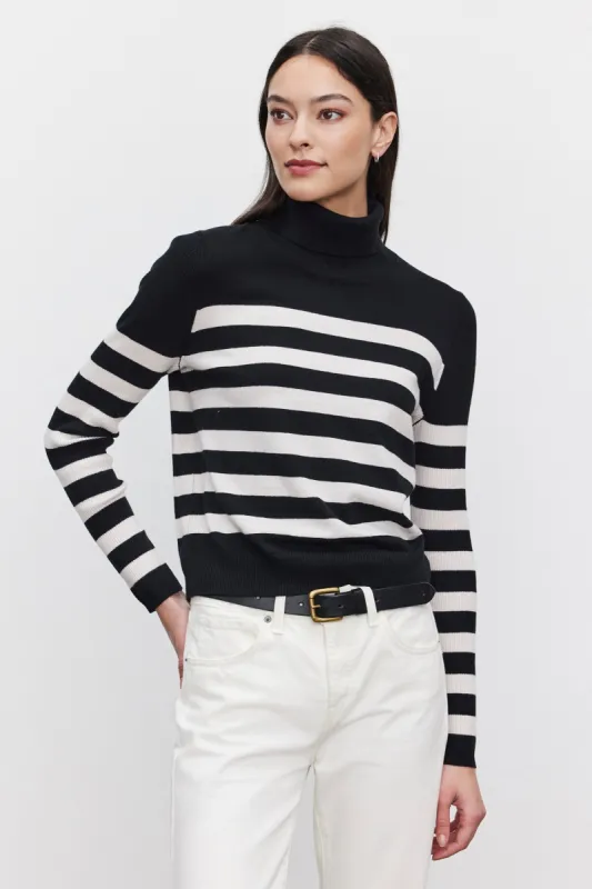 Velvet Cotton Cashmere Turtleneck - Stripe sold by Boutique with Grace