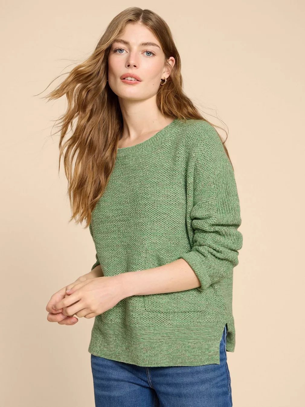 White Stuff Northbank Jumper - Mid Green sold by Boutique with Grace