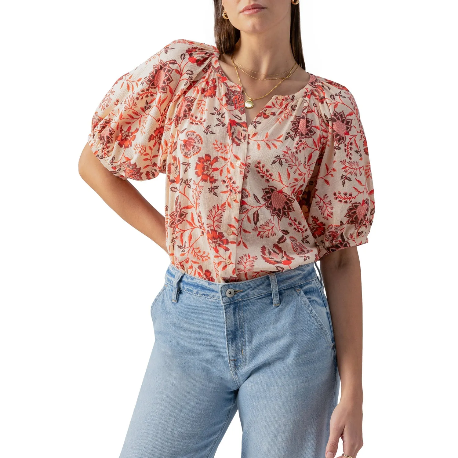 Sanctuary Bubble Sleeve Blouse - Pacific Light sold by Boutique with Grace
