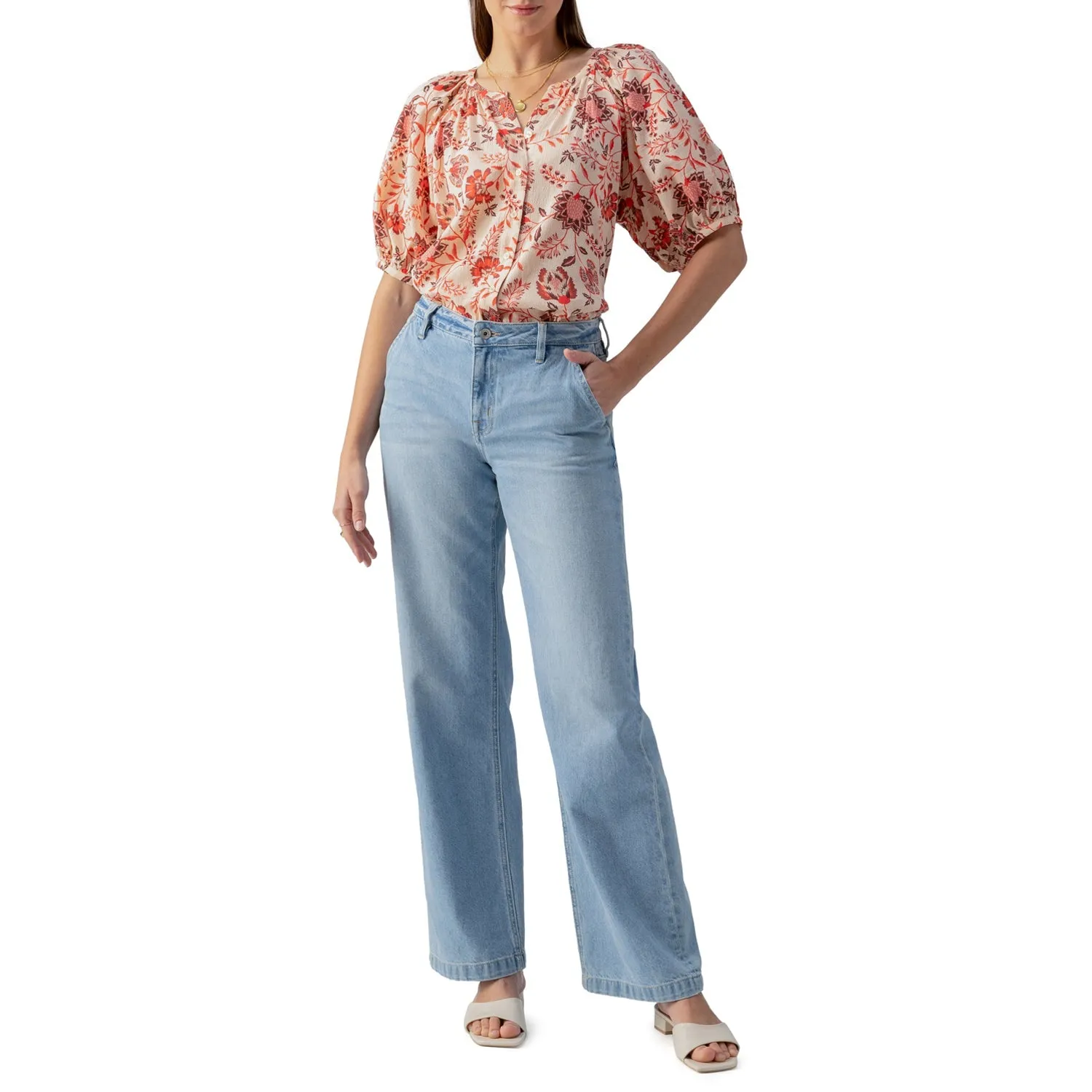 Sanctuary Bubble Sleeve Blouse - Pacific Light sold by Boutique with Grace product image thumbnail 2