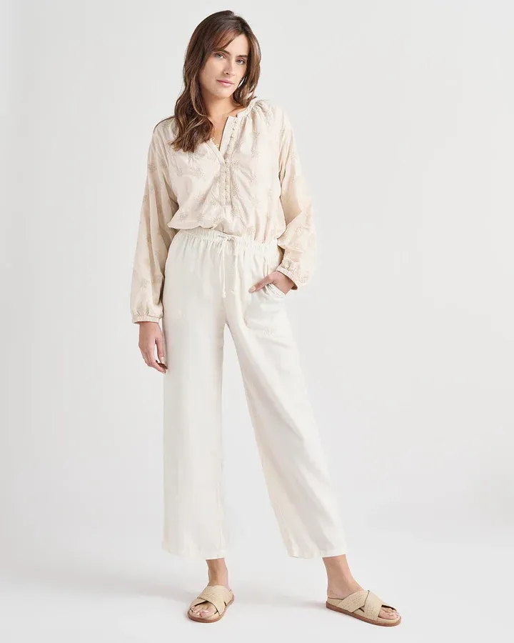 Splendid Angie Wide Leg Crop - White Sand sold by Boutique with Grace