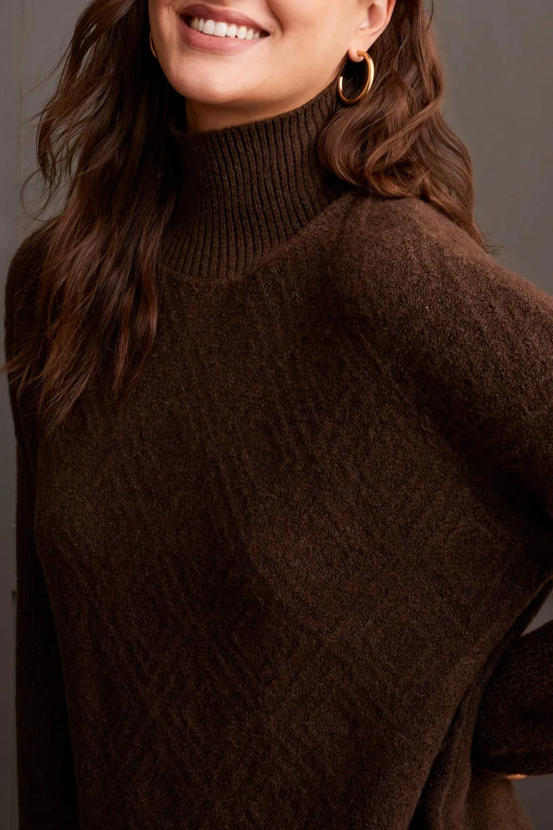 Tribal Madelaine Mock Neck Sweater - Coffee sold by Boutique with Grace product image thumbnail 2