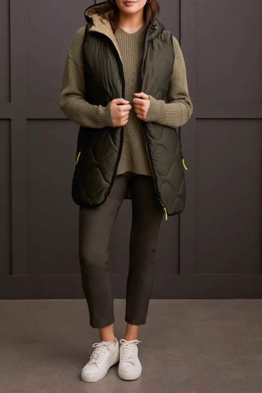 Tribal Reversible Puffer Vest - Spinach sold by Boutique with Grace