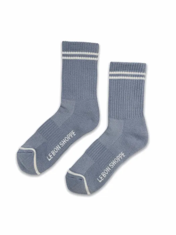 Le Bon Shoppe Boyfriend Socks - Blue Grey sold by Boutique with Grace