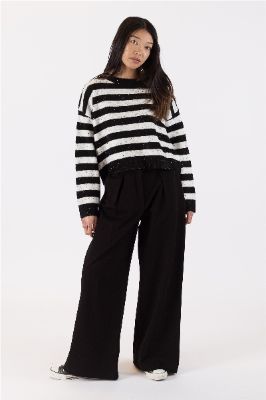 Lyla & Luxe Jessie Striped Sweater - Black/White sold by Boutique with Grace