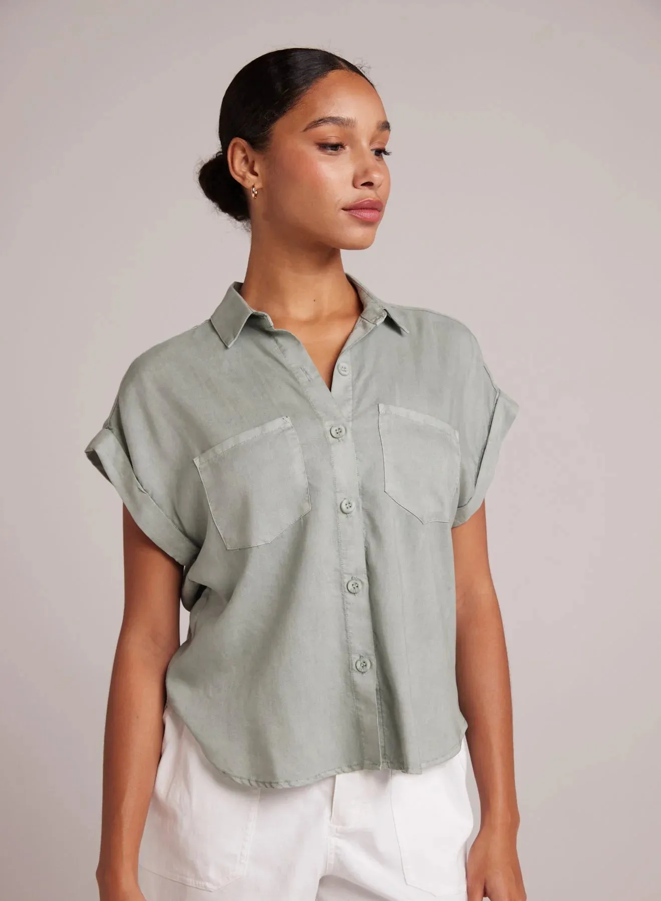 Bella Dahl 2 Pocket SS Shirt - Oasis Green sold by Boutique with Grace product image thumbnail 2