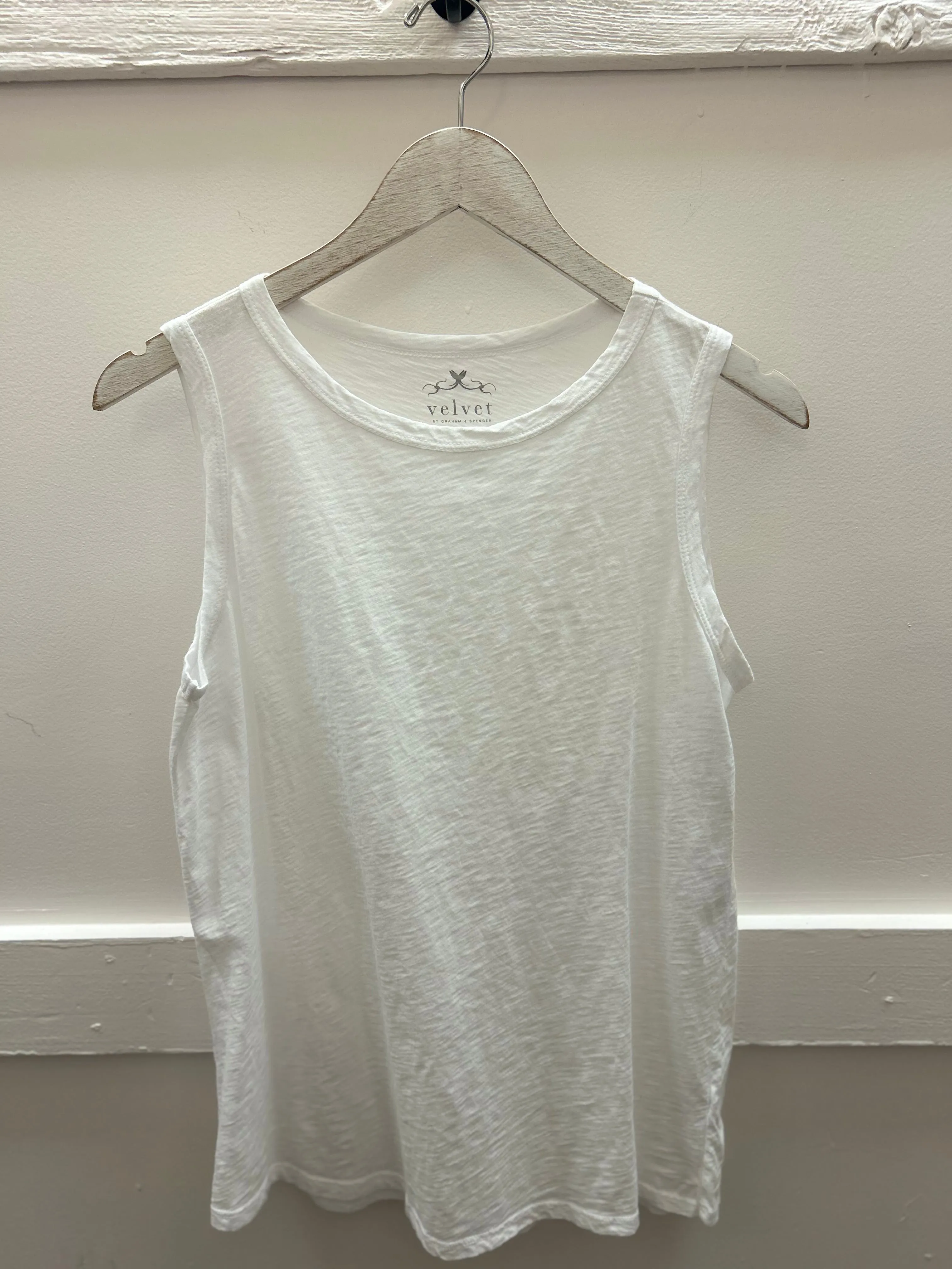 Velvet Taurus Slub Crewneck Tank - White sold by Boutique with Grace
