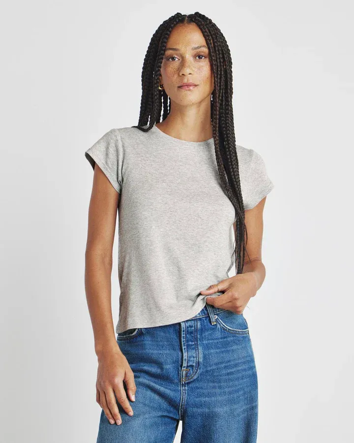 Splendid Faye 1x1 Rib Tee - Heather Grey sold by Boutique with Grace product image thumbnail 2