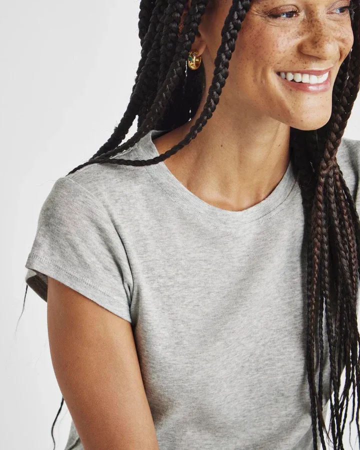 Splendid Faye 1x1 Rib Tee - Heather Grey sold by Boutique with Grace product image thumbnail 4