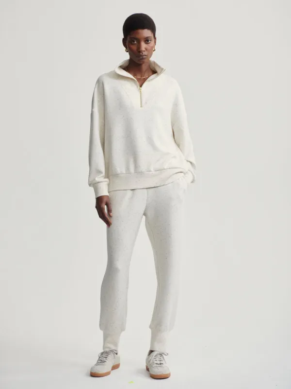Varley Hawley Half Zip - Ivory Marl Fleck sold by Boutique with Grace