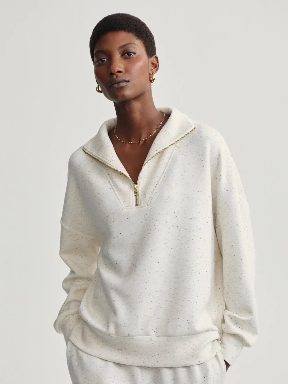 Varley Hawley Half Zip - Ivory Marl Fleck sold by Boutique with Grace product image thumbnail 2
